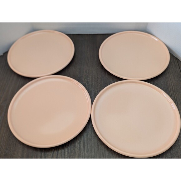 SET OF 4 VTG 80s Melamine Retro SRO 10" Dinner Plates Peach Salmon Made in USA - Picture 8 of 12